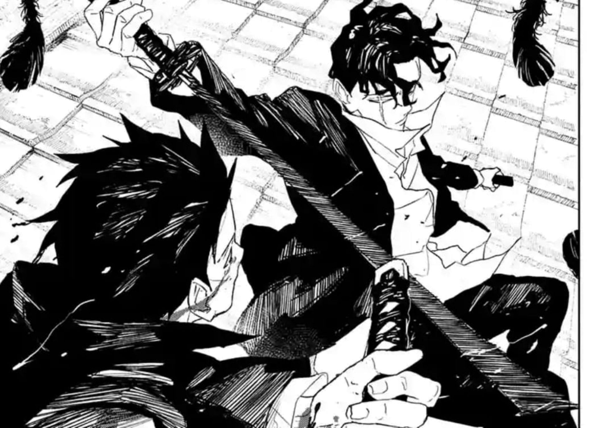 Chihiro resumes the assault against Samura (Image via Shueisha)